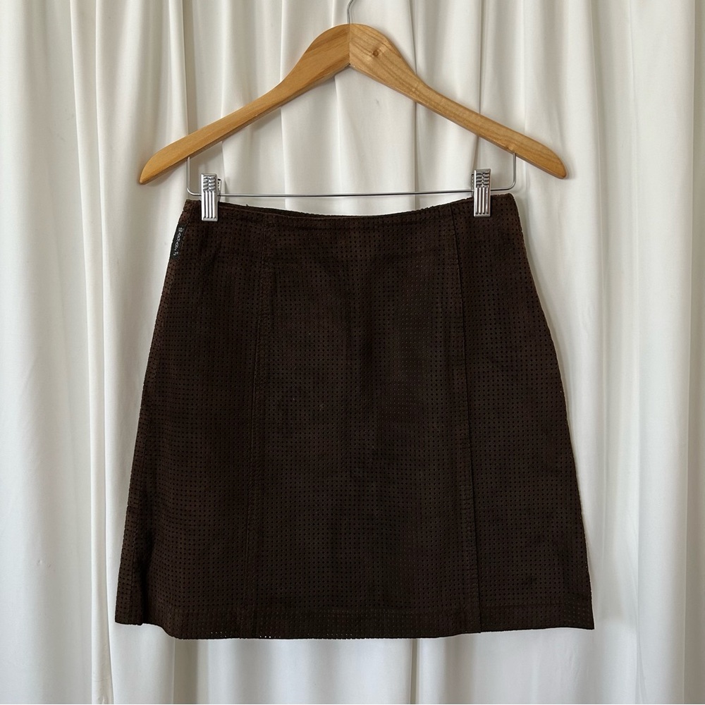 Vintage Armani Jeans Suede Brown mini skirt size 8 - Picture 6 of 15